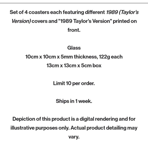 NEW Taylor Swift 1989 (Taylor’s Version) Coasters - Picture 4 of 5